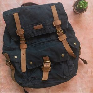 Black Canvas Backpack Travel Bag